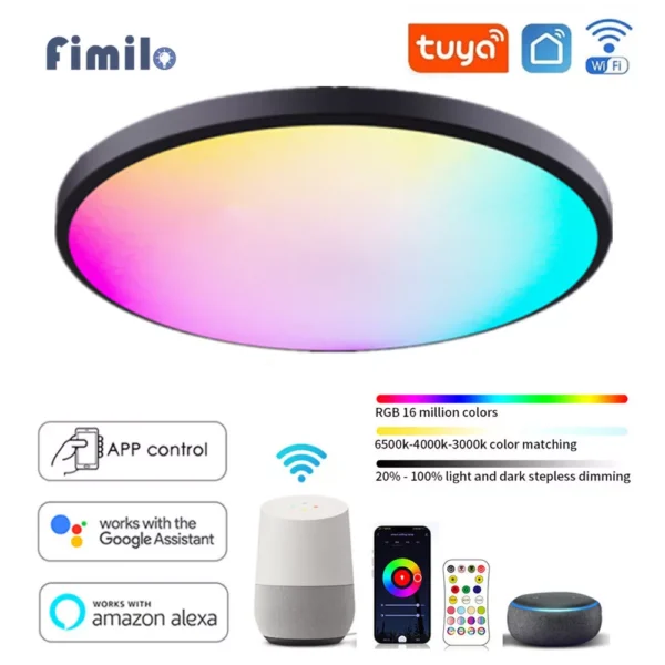 SmartGlow Harmony - Luminária de Teto Inteligente WiFi LED RGBW