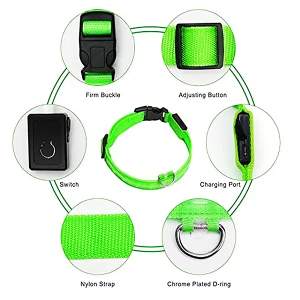 Coleira de Cachorro com LED: Ajustável, Piscante e Recarregável - Segurança e Estilo para Passeios Noturnos Inesquecíveis - Image 6